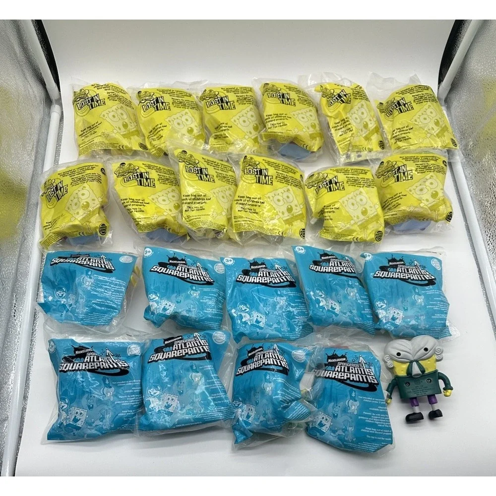 BURGER KING SPONGEBOB LOST IN TIME & ATLANTIS SQUAREPANTIS 21 SEALED + 1 LOOSE